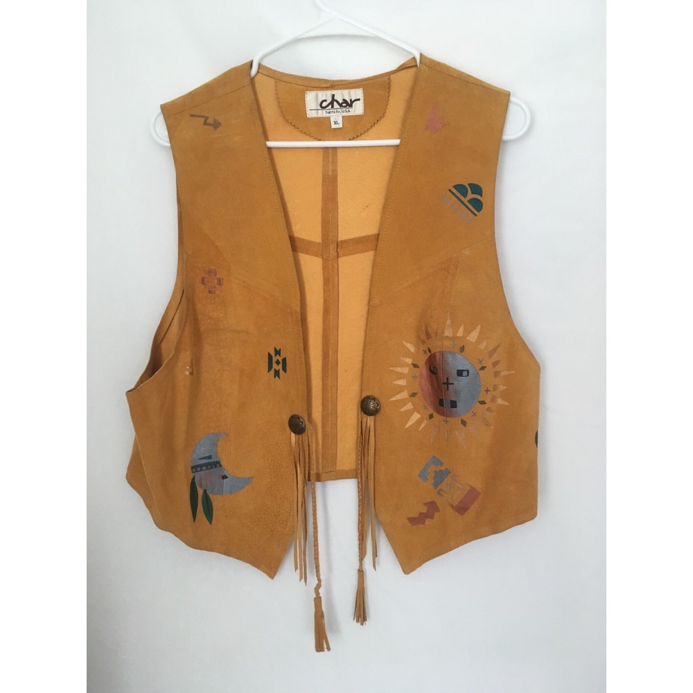Char Santa Fe Southwest Leather Vest  XL